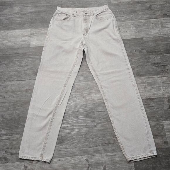 Vintage Riveted 90s Levi Light Brown Straight Leg Denim Jeans - Picture 1 of 7